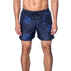 Jared Lang Slim Swim Trunks Octopus Print Blue Black Large Luxury Resort Beach
